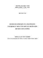 Đánh giá sinh kế của người dân tái định cư bản tân sơn, xã muôn sơn, huyện con cuông 