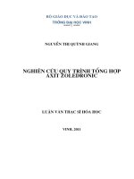 Nghiên cứu quy trình tổng hợp axit zoledronic luận văn thạc sỹ hóa học 
