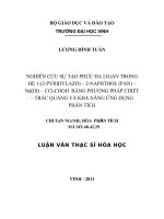 Nghiên cứu sự tạo phức đa ligan trong hệ 1 (2 pyridylazo) 2 naphthol (pan) Nd(III) CCL3COOH bằng phương pháp chiết   trắc quang và khả năng ứng dụng phân tích luận văn thạc sỹ hóa học 