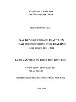 Xây dựng quy hoạch phát triển giáo dục phổ thông tỉnh thái bình giai đoạn 2011   2020 luận văn thạc sĩ khoa học giáo dục 