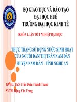 Slide THỰC TRẠNG sử DỤNG nước SINH HOẠT của NGƯỜI dân THỊ TRẤN NAM đàn HUYỆN NAM đàn – TỈNH NGHỆ AN 