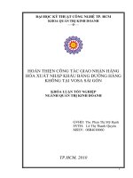 Hoàn thiện công tác giap nhận hàng hóa xuất nhập khẩu bằng đường hàng không tại VOSA sài gòn 
