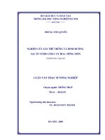 nghiên cứu giá thể trồng và dinh dưỡng sau in vitro cho cây hoa hồng môn 