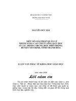 Một số giải pháp quản lý nhằm nâng cao chất lượng dạy học ở các trường trung học phổ thông huyện yên định, tỉnh thanh hoá 