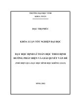 Dạy học định lí toán học theo định hướng phát hiện và giải quyết vấn đề (thể hiện qua dạy học hình học không gian) khoá luận tốt nghiệp đại học 