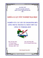 Nghiên cứu các yếu tố ảnh hưởng đến lòng trung thành của nhân viên tại công ty TNHH bia huế 