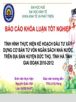 Slide TÌNH HÌNH THỰC HIỆN kế HOẠCH đầu tư xây DỰNG cơ bản từ vốn NGÂN SÁCH NHÀ nước TRÊN địa bàn HUYỆN đức THỌ, TỈNH hà TĨNH GIAI đoạn 2010 2012 