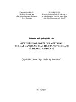 Nghiên cứu một số vấn đề bảo mật và an toàn thông tin cho các mạng dùng giao thức liên mạng máy tính IP