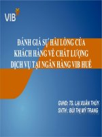 Slide ĐÁNH GIÁ sự hài LÒNG của KHÁCH HÀNG về CHẤT LƯỢNG DỊCH vụ tại NGÂN HÀNG VIB HUẾ 