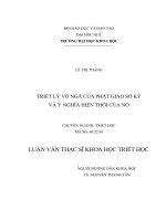 Triết lí vô ngã của phật giáo sơ kỳ và ý nghĩa hiện thời của nó 