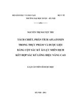 Tách chiết, phân tích aflatoxin trong thực phẩm và dược liệu bằng cột sắc ký ái lực miễn dịch kết hợp sắc ký lỏng hiệu năng cao 