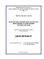 Quan hệ tăng trưởng giữa hai khu vực nông nghiệp và công nghiệp chế biến việt nam 