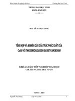 Tổng hợp và nghiên cứu cấu trúc phức chất của Cu(II) với thiosemicacbazon điaxetylmonoxim 