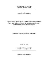 MỘT số BIỆN PHÁP QUẢN lý NÂNG CAO CHẤT LƯỢNG DẠY HỌC TIẾNG ANH ở các TRƯỜNG TIỂU học THÀNH PHỐ VINH, TỈNH NGHỆ AN 