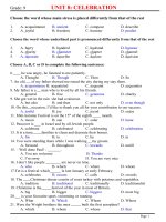 Bài giảng UNIT 8: CELEBRATION