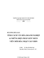 TÍNH CÁCH văn hóa DOANH NGHIỆP & NHỮNG BIỆN PHÁP GIÚP NHÂN VIÊN mới hòa NHẬP vào VHDN 