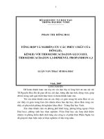 Tổng hợp và nghiên cứu các phức chất của đồng (II),kẽm (II) với thiosemicacbazo glucozơ, thiosemicacbazo 1,3 điphenyl propanđion 1,3 