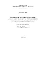 Reiteration as a cohesive device in news in brief on iraq war in english press = phép lặp làm phương tiện liên kết trong tin vắn về chiến tranh i rắc trên báo chí tiếng anh 