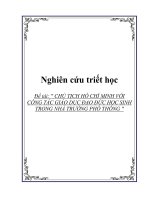 CHỦ TỊCH hồ CHÍ MINH với CÔNG tác GIÁO dục đạo đức học SINH TRONG NHÀ TRƯỜNG PHỔ THÔNG 