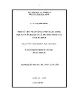Một số giải pháp nâng cao chất lượng đội ngũ cán bộ quản lý trường mầm non tỉnh hà tĩnh luận văn thạc sĩ khoa học giáo dục 