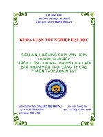 Sự ảnh hưởng của văn hóa doanh nghiệp đến lòng trung thành của cán bộ nhân viên tại công ty cổ phần tập đoàn t&t 