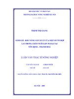 Đánh giá khả năng sản xuất của một số tổ hợp lai trong chăn nuôi lợn ngoại tại yên định, thanh hóa 