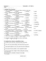 Bài giảng 15'''' TEST (unit 9,10) + key