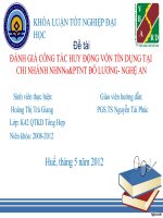 Slide ĐÁNH GIÁ CÔNG tác HUY ĐỘNG vốn tín DỤNG tại CHI NHÁNH NHNNo&PTNT đô LƯƠNG  NGHỆ AN 