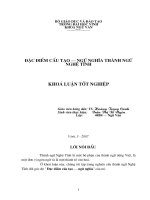 Đặc điểm cấu tạo ngữ nghĩa thành ngữ nghệ tĩnh 