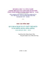 Quy hoạch quản lý chất thải rắn vùng đồng bằng sông hồng giai đoạn 2001 2010 