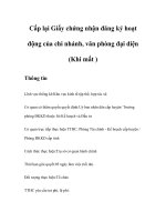 Tài liệu Cấp lại Giấy chứng nhận đăng ký hoạt động của chi nhánh, văn phòng đại diện (Khi mất ) doc