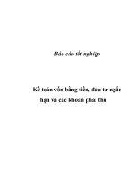 Tài liệu Báo cáo tốt nghiệp: Kế toán vốn bằng tiền, đầu tư ngắn hạn và các khoản phải thu ppt