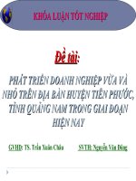 PHÁT TRIỂN DOANH NGHIỆP vừa và NHỎ TRÊN địa bàn HUYỆN TIÊN PHƯỚC, TỈNH QUẢNG NAM TRONG GIAI đoạn HIỆN NAY 