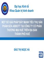 Slide một số GIẢI PHÁP đẩy MẠNH TIÊU THỤ sản PHẨM sữa ABBOTT tại CÔNG TY cổ PHẦN THƯƠNG mại HUẾ TRÊN địa bàn  THÀNH PHỐ HUẾ 