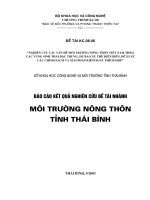 Nghiên cứu các vấn đề môi trường nông thôn tỉnh thái bình theo các vùng sinh thái đặc trưng, dự báo xu thế diễn biến, đề xuất các chính sách và giải pháp kiểm soát thích hợp 