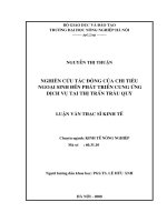Nghiên cứu tác động của chi tiêu ngoại sinh đến phát triển cung ứng dịch vụ tại thị trấn trâu quỳ 