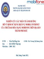 Slide nghiên cứu các nhân tố ảnh hưởng đến ý định sử dụng dịch vụ mobile internet của thuê bao hòa mạng mobifone trên địa bàn thành phố huế 