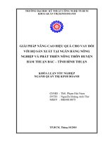 Giải pháp nâng cao hiệu quả cho vay đối với hộ sản xuất tại ngân hàng nông nghiệp và phát triển nông thôn huyện hàm thuận bắc   tỉnh bình thuận  khóa luận tốt nghiệp 