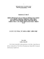 Biện pháp quản lý hoạt động dạy học của hiệu trưởng trường tiểu học huyện yên định tỉnh thanh hóa theo yêu cầu đổi mới giáo dục hiện nay 