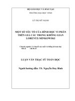Một số yếu tố của hình học vi phân trên giả cầu trong không gian lorentz minkowski luận văn thạc sĩ toán học 