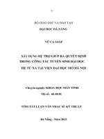 Xây dựng hệ trợ giúp ra quyết định trong công tác tuyển sinh đại học hệ từ xa tại viện đại học mở hà nội 