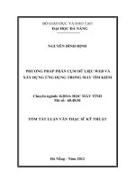 Phương pháp phân cụm dữ liệu web và xây dựng ứng dụng trong máy tìm kiếm 