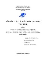 CÔNG TY cổ PHẦN THỦY sản VIỆT AN đảm bảo ổn ĐỊNH CHẤT LƯỢNG sản PHẨM cá TRA XUẤT KHẨU 