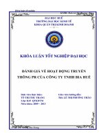 Đánh giá về hoạt động truyền thông PR của công ty TNHH bia huế 