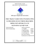 Thực trạng và khả năng ứng dụng công cụ phái sinh lãi suất trong hoạt động phòng ngừa rủi ro của các ngân hàng tại việt nam 