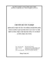 KIỂM SOÁT một số yếu tố CHÍNH ẢNH HƯỞNG đến CHẤT LƯỢNG gạo tại NHÀ máy XAY xát và CHẾ BIẾN LƯỢNG THỰC CHI NHÁNH CÔNG TY cổ PHẦN LƯƠNG THỰC đà NẴNG 