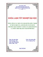 Phân tích các nhân tố ảnh hưởng đến ý định sử dụng dịch vụ ACB online ngân hàng thương mại cổ phần á châu của khách hàng cá nhân trên địa bàn thành phố huế 