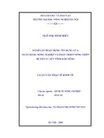 Đánh giá hoạt động tín dụng ngân hàng và phát triển nông thôn huyện cư jút tỉnh đăck nông 