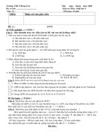 Gián án Đáp án và đề kiểm tra 45 phút sinh học 9