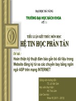 Slide hoàn thiện kỹ thuật đảm bảo gắn bó dữ liệu trong website đăng ký từ xa các chuyến bay bằng ngôn ngữ ASP trên mạng INTERNET 